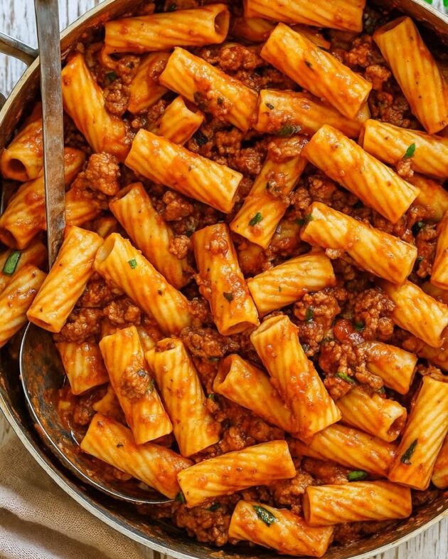 Rigatoni with Creamy Beef Tomato Sauce — Bim Bim Cooks