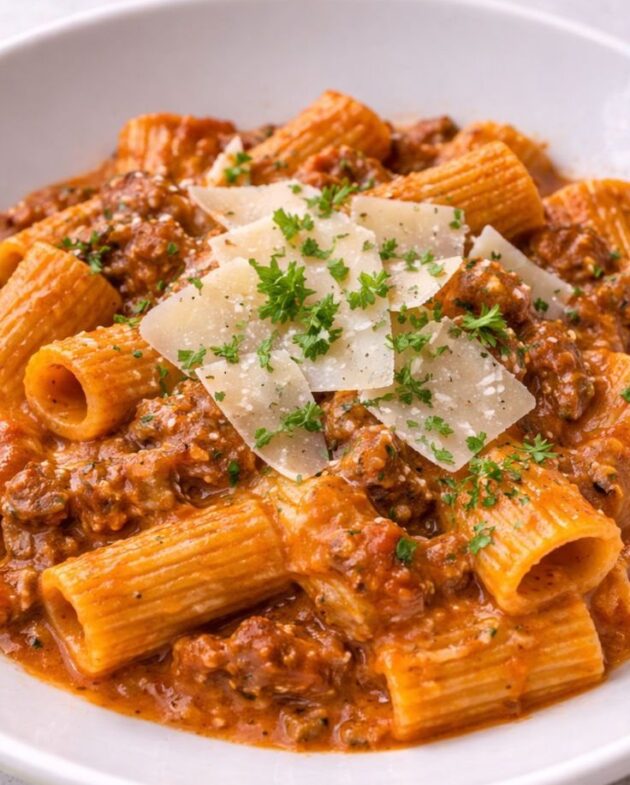 Rigatoni with Meat Sauce — Bim Bim Cooks