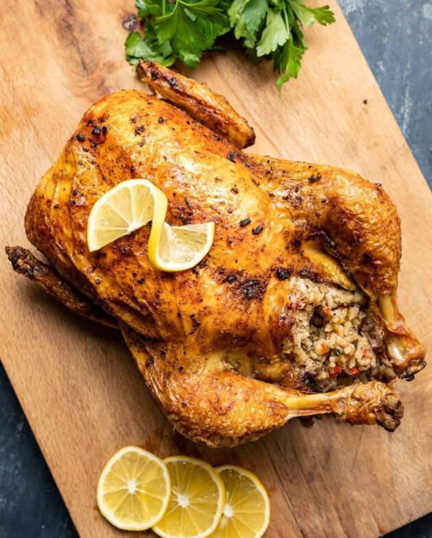 Roasted Chicken Stuffed with Rice — Bim Bim Cooks