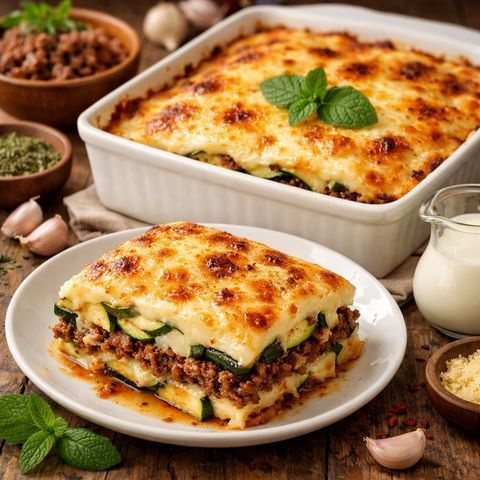 Zucchini with Minced Meat and Béchamel Sauce — Bim Bim Cooks